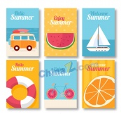 彩色夏季卡片矢量素材