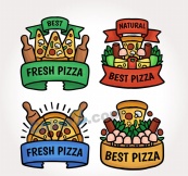 彩绘披萨标签矢量素材