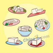 豆腐料理插画矢量素材