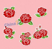 红色玫瑰花贴纸矢量素材