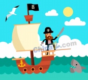 创意海上航行的海盗船矢量