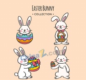 彩绘复活节彩蛋兔子矢量素材