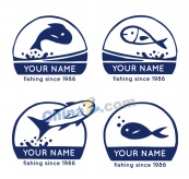 深蓝色鱼类标志矢量素材