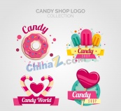 彩色糖果店标志设计矢量图