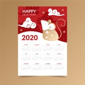 2020年鼠年新年日历设计模板