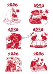 2020年鼠年剪纸图片矢量