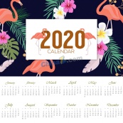 2020年全年日历模板矢量