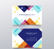 创意拼色商务名片矢量模板