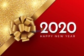 2020新年快乐彩带装饰背景矢量