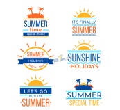 彩色夏季度假标签设计矢量
