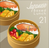 日式美食便当矢量插画