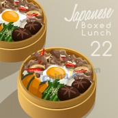 便当盒里的日式料理矢量