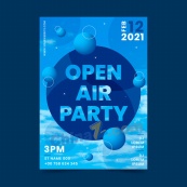 露天派对海报模板矢量