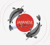 日本水墨鲤鱼插画矢量图