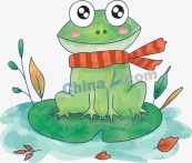 秋天手绘卡通青蛙矢量