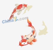 中国风水彩鲤鱼矢量设计
