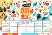 2021新年潮流日历矢量图