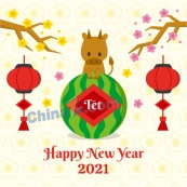 2021牛年新春卡通海报设计