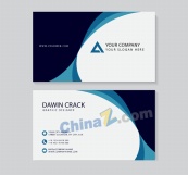 蓝绿色波纹名片矢量模板