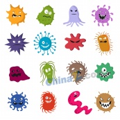卡通可爱的病毒细菌矢量
