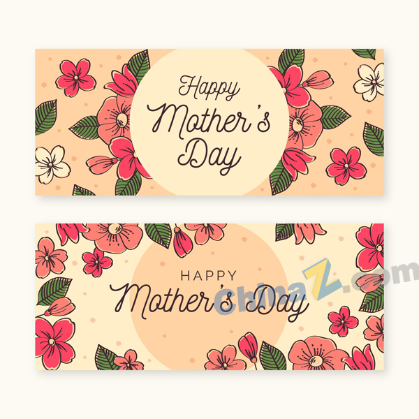母亲节花卉装饰横幅模板矢量下载