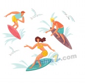 夏季运动冲浪的人矢量