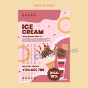冰淇淋甜品矢量宣传海报