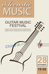 吉他音乐节海报模板设计
