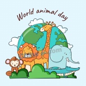 世界动物日手绘插图素材