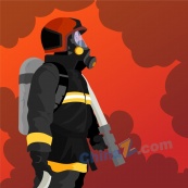 手绘平面设计消防队员