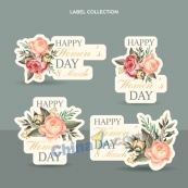 妇女节快乐花卉标签设计