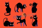 黑色猫咪矢量插画素材