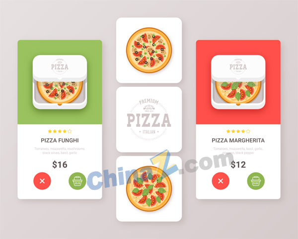 比萨订餐App模板矢量下载