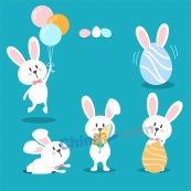 复活节卡通兔子矢量图