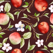水彩植物苹果花卉无缝图案