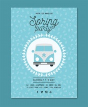 春日派对矢量活动海报