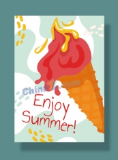 享受夏天手绘冰淇淋海报