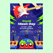 世界音乐节矢量海报模板