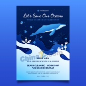 世界海洋日纸质海报模板