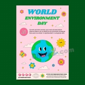 世界环境日手绘插画海报设计