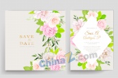 水彩玫瑰花装饰婚礼卡片
