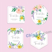 手绘花卉装饰矢量系列标签