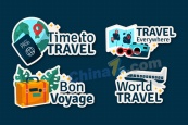 旅行标签贴纸矢量模板设计
