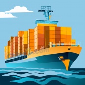 海运货轮矢量插图设计