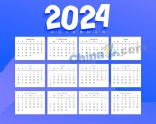 2024新年日历矢量模板
