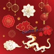 中国春节传统矢量元素设计