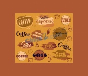 复古咖啡涂鸦装饰设计矢量