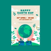 快乐地球日环保活动海报矢量