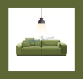 时尚绿色沙发家具设计矢量模板