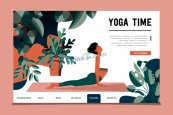 清新瑜伽网站设计矢量模板